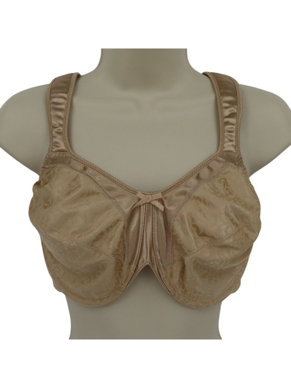 Bali 40D Bra 3562 Satin Tracings Minimizer Bra Beige Swirl Underwire Unlined